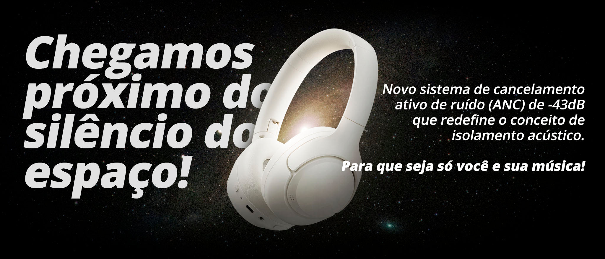 Fone WZ08 branco com cancelamento ativo de ruído (ANC) de -43dB