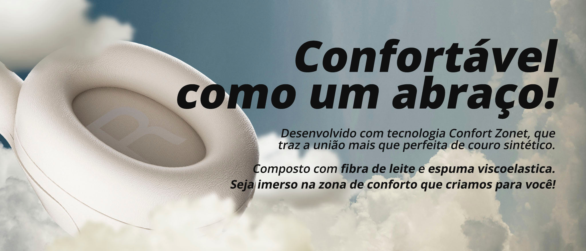 Almofada do fone WZ08 em couro sintético com fibra de leite e espuma viscoelástica